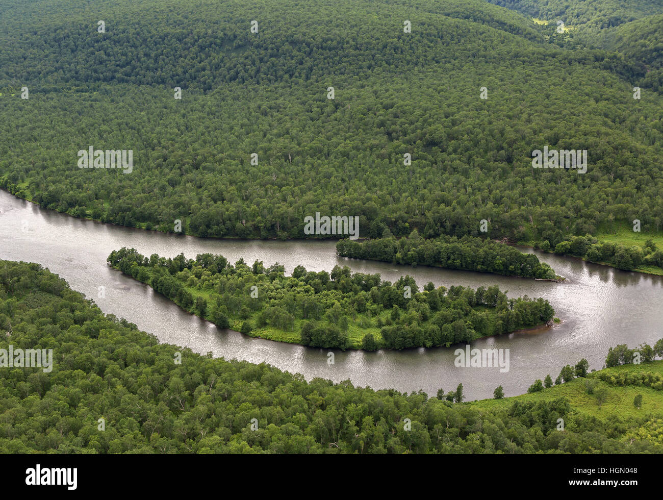 Fiume Zhupanova. Kronotsky Riserva Naturale sulla penisola di Kamchatka. Foto Stock