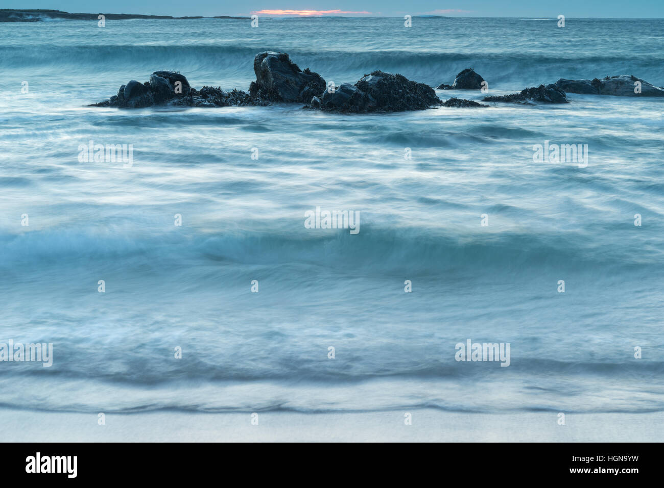 Traigh hamara Beach sulla costa occidentale dell'Isle of Barra, Ebridi Esterne, SCOZIA Foto Stock