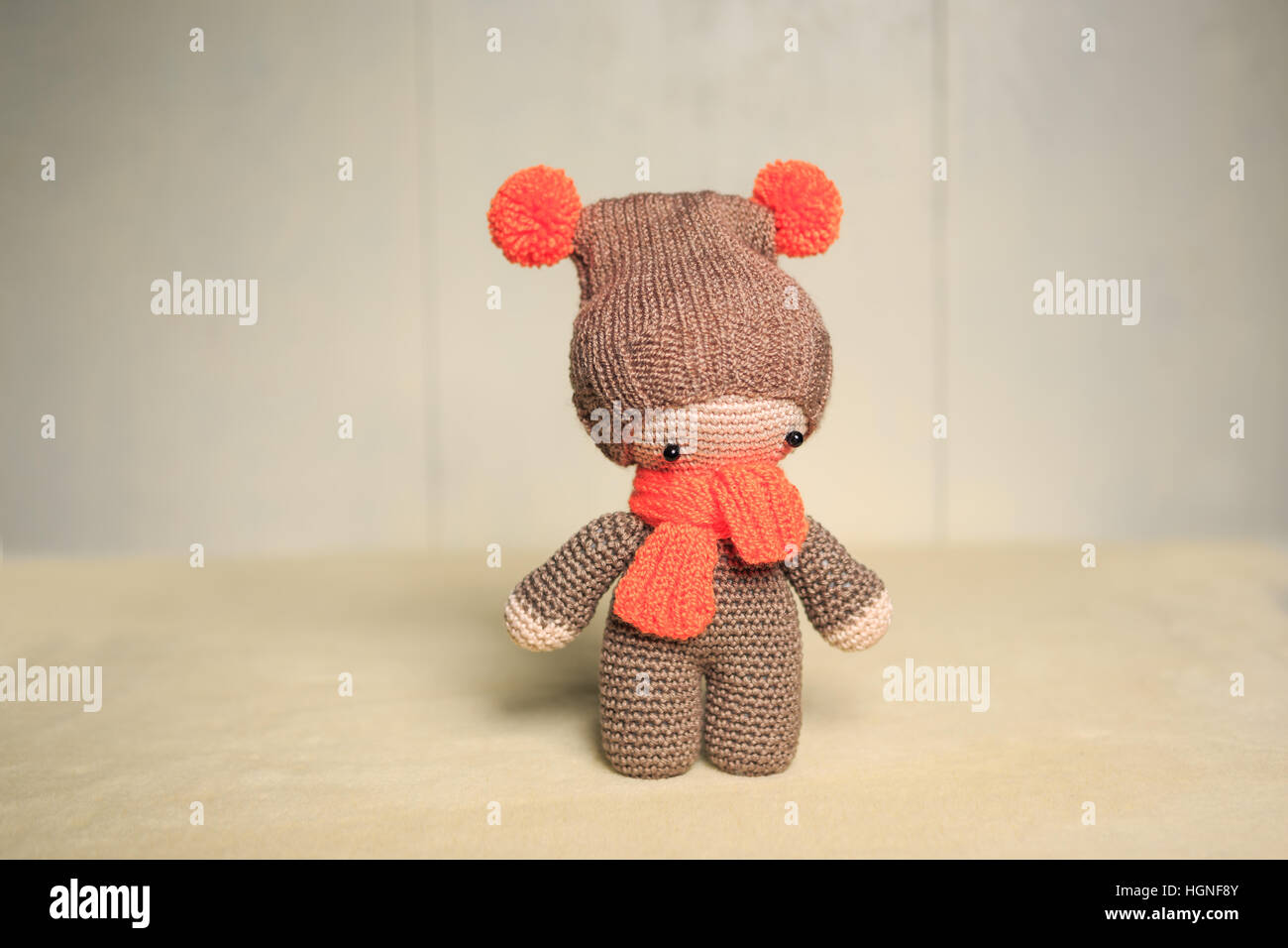 Immagine ravvicinata del handmade amigurumi toy Foto Stock