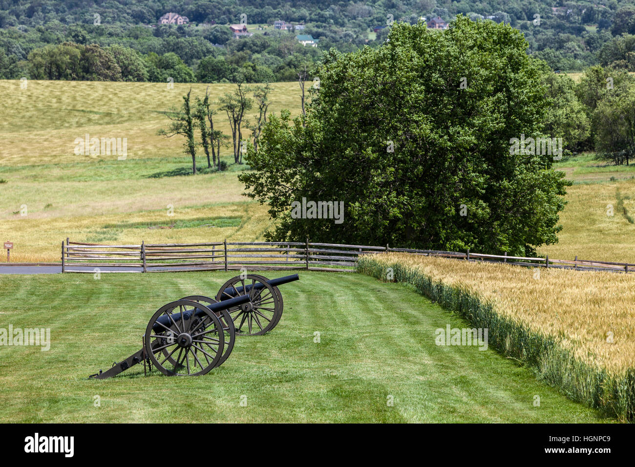 Campo di battaglia di Antietam, Maryland. Campi coltivati oggi coprire il campo di battaglia. Foto Stock