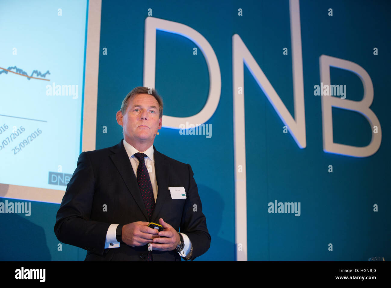 Terje trasforma, gruppo Executive Vice President Risk Management in DNB Bank DNB Capital Markets Day, London, Regno Unito Foto Stock