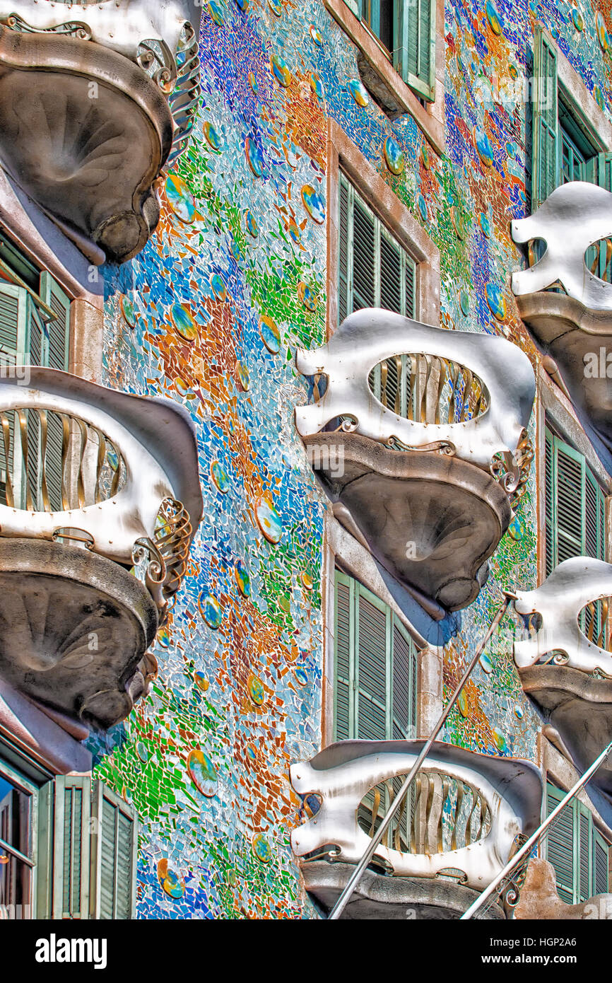 Casa Batllo da Gaudì a Barcellona Foto Stock