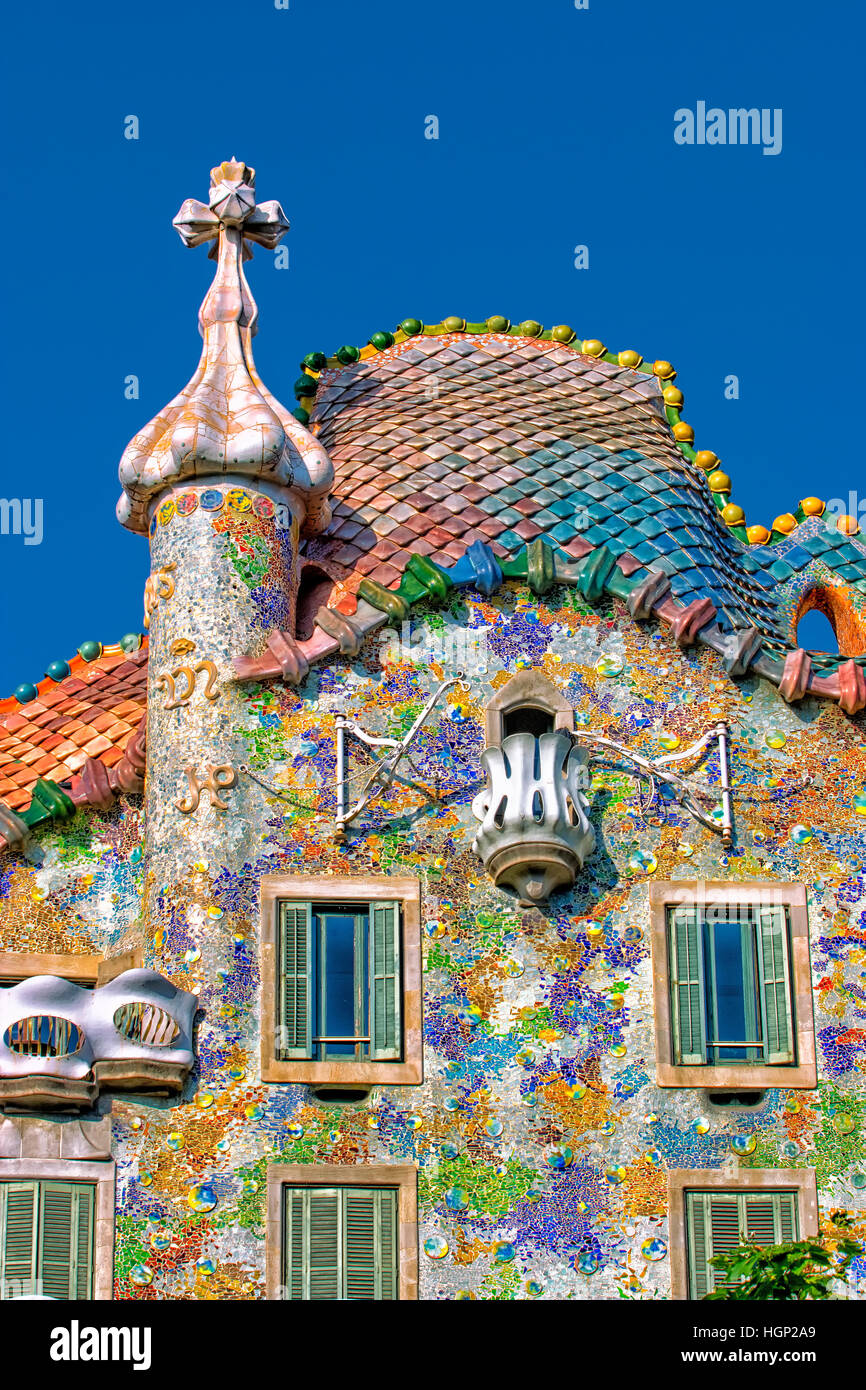 Casa Batllo da Gaudì a Barcellona Foto Stock
