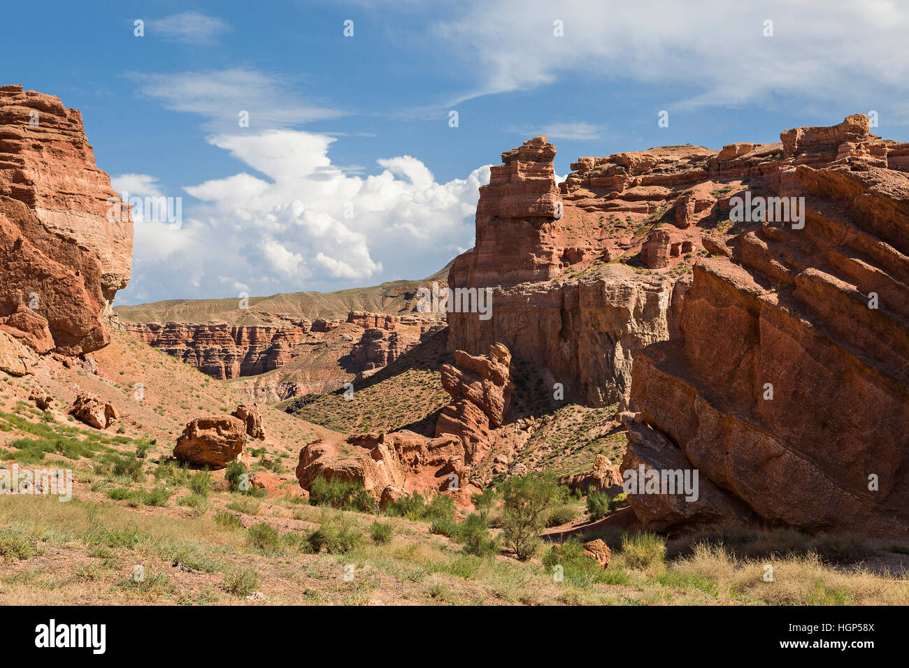 Charyn Canyon e la valle di castelli conosciuti come il Grand Canyon del Kazakistan Foto Stock