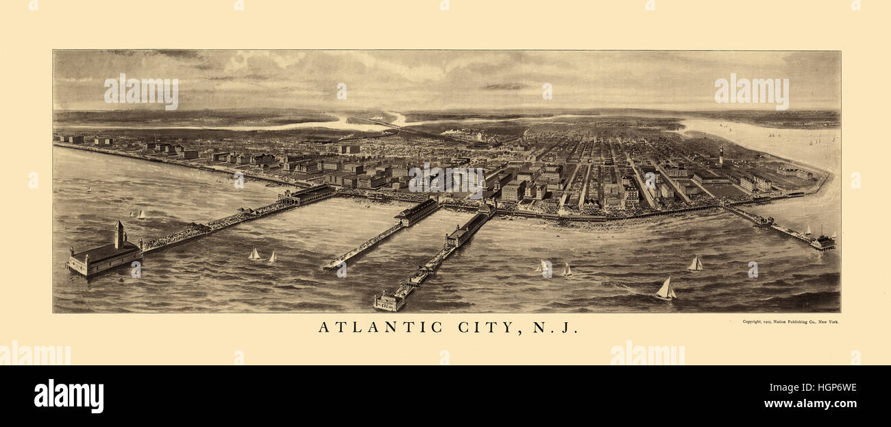 Mappa di Atlantic City 1905 Foto Stock