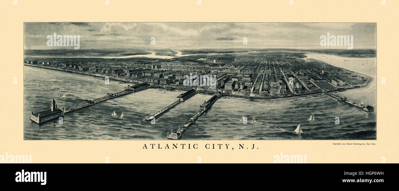 Mappa di Atlantic City 1905b Foto Stock