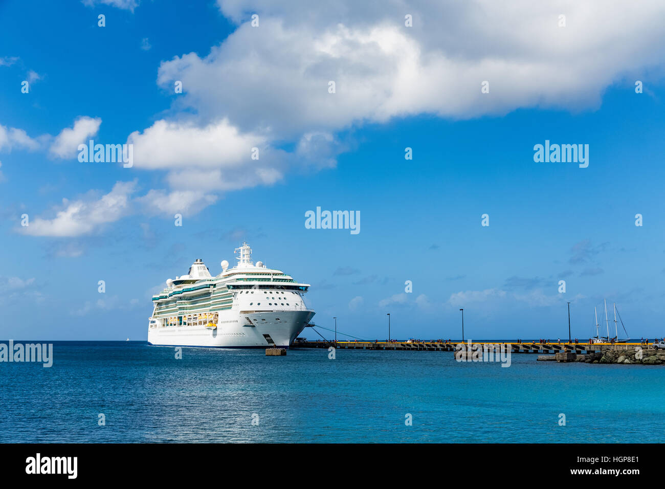 Una lussuosa nave da crociera ancorata in St Croix Foto Stock