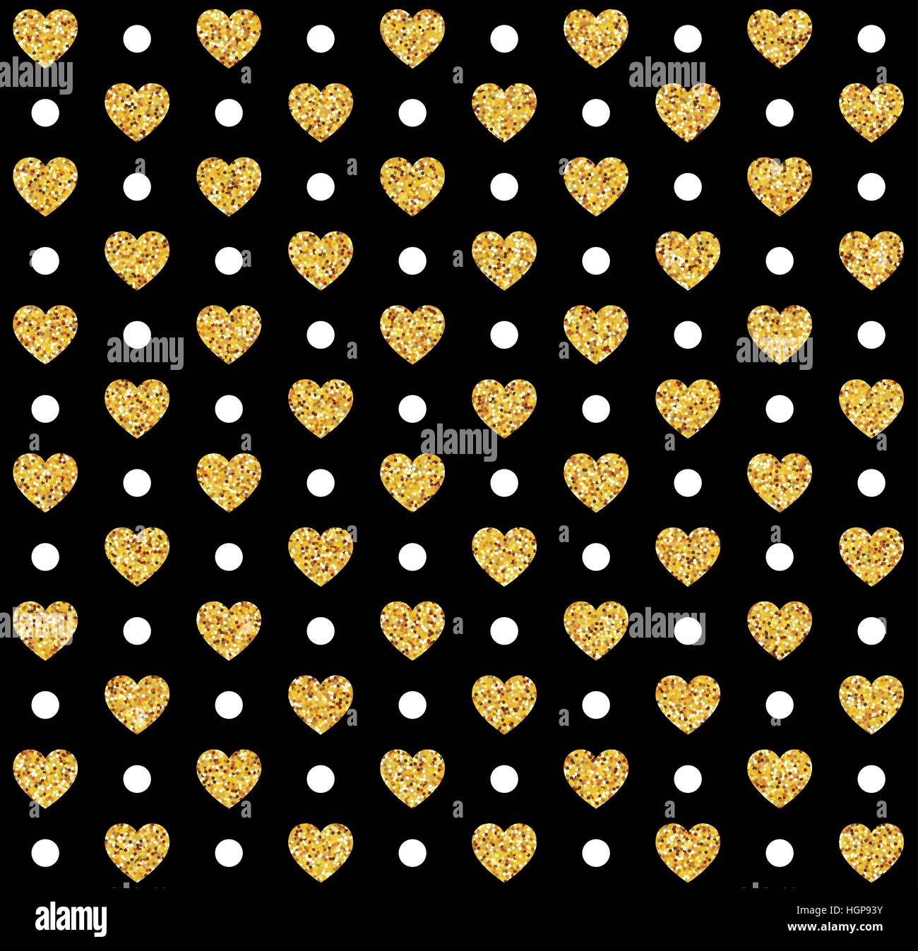 Vettore il giorno di San Valentino senza giunture sfondo pattern con cuori di oro e nero. Illustrazione Vettoriale Illustrazione Vettoriale