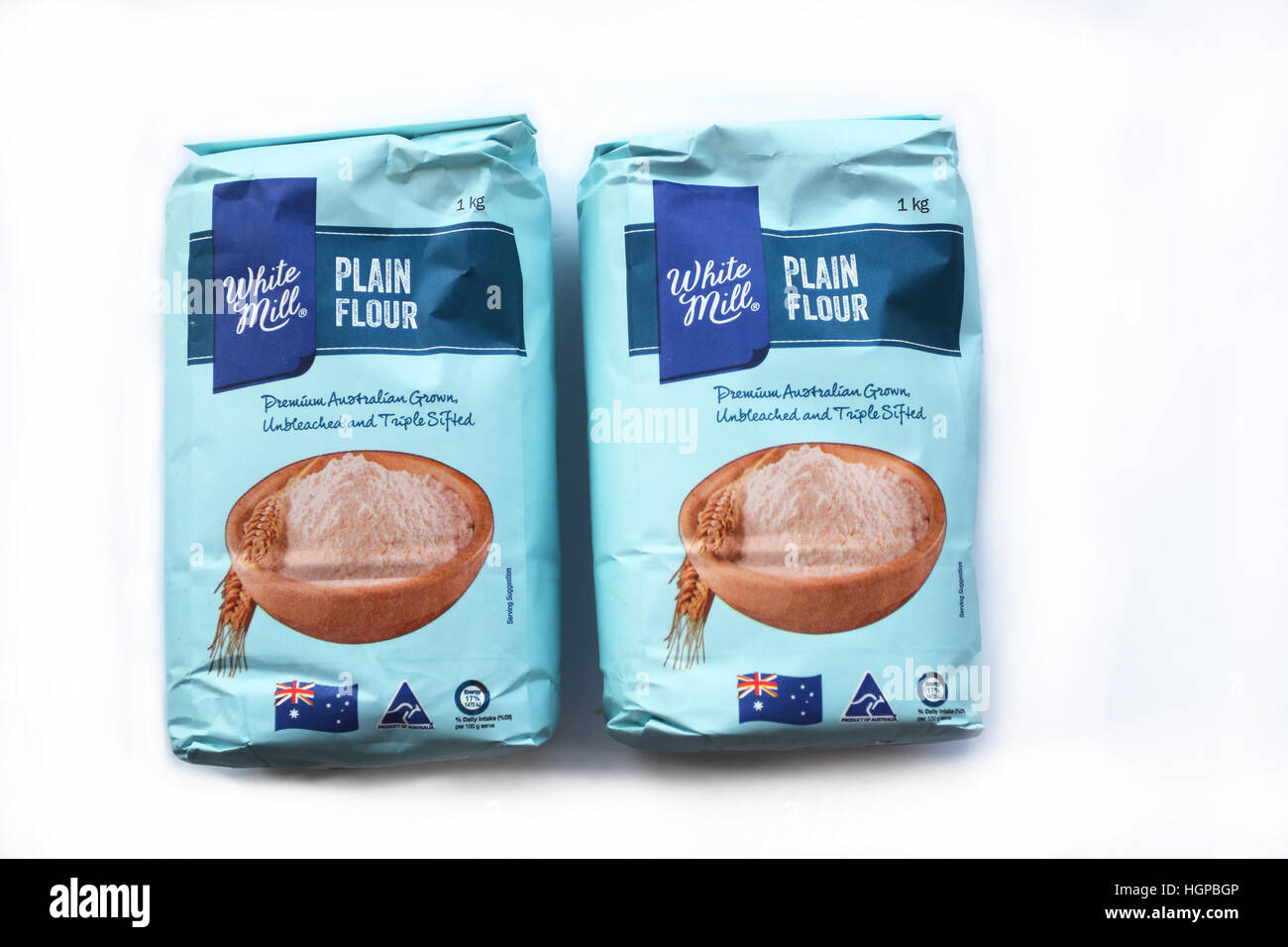 Aldi Australia farina bianca isolata contro uno sfondo bianco Foto Stock
