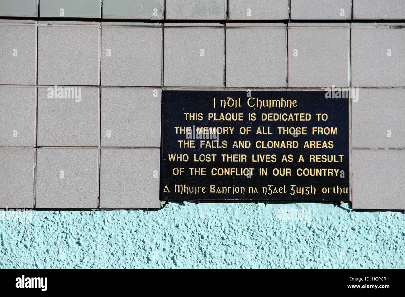 Guai memorial nella Belfast Gaeltacht trimestre Foto Stock