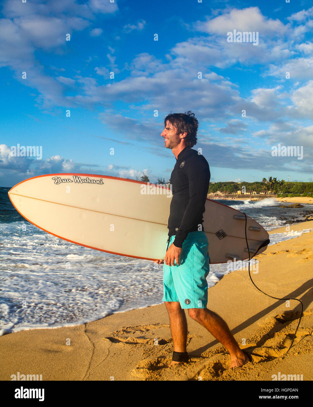 Surfer a Hookipa Beach a Maui Foto Stock