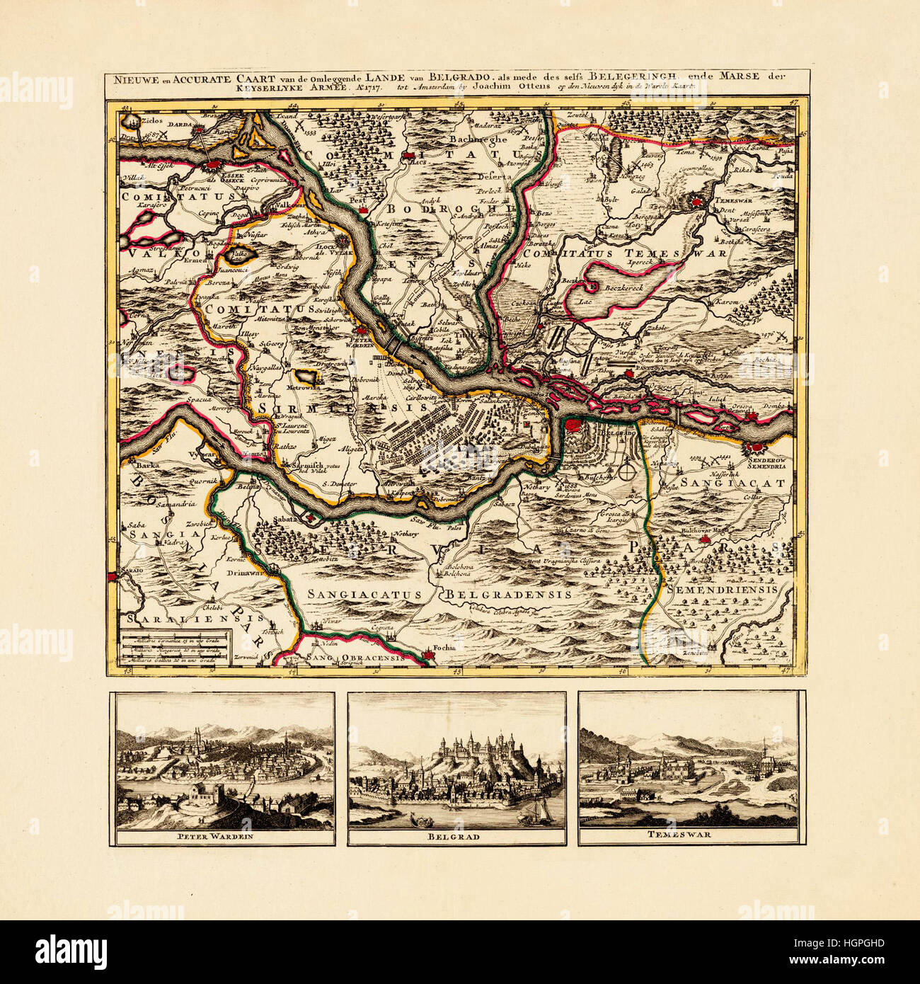 Mappa di Belgrado 1717 Foto stock Alamy
