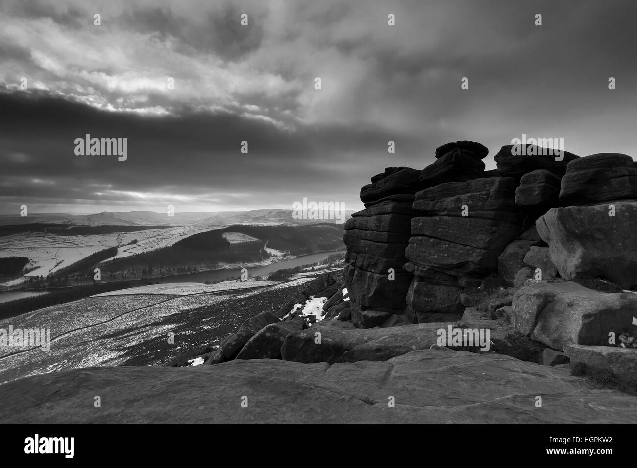 Inverno su Howden Mori, Superiore Derwent Valley, Parco Nazionale di Peak District, Derbyshire, England, Regno Unito Foto Stock