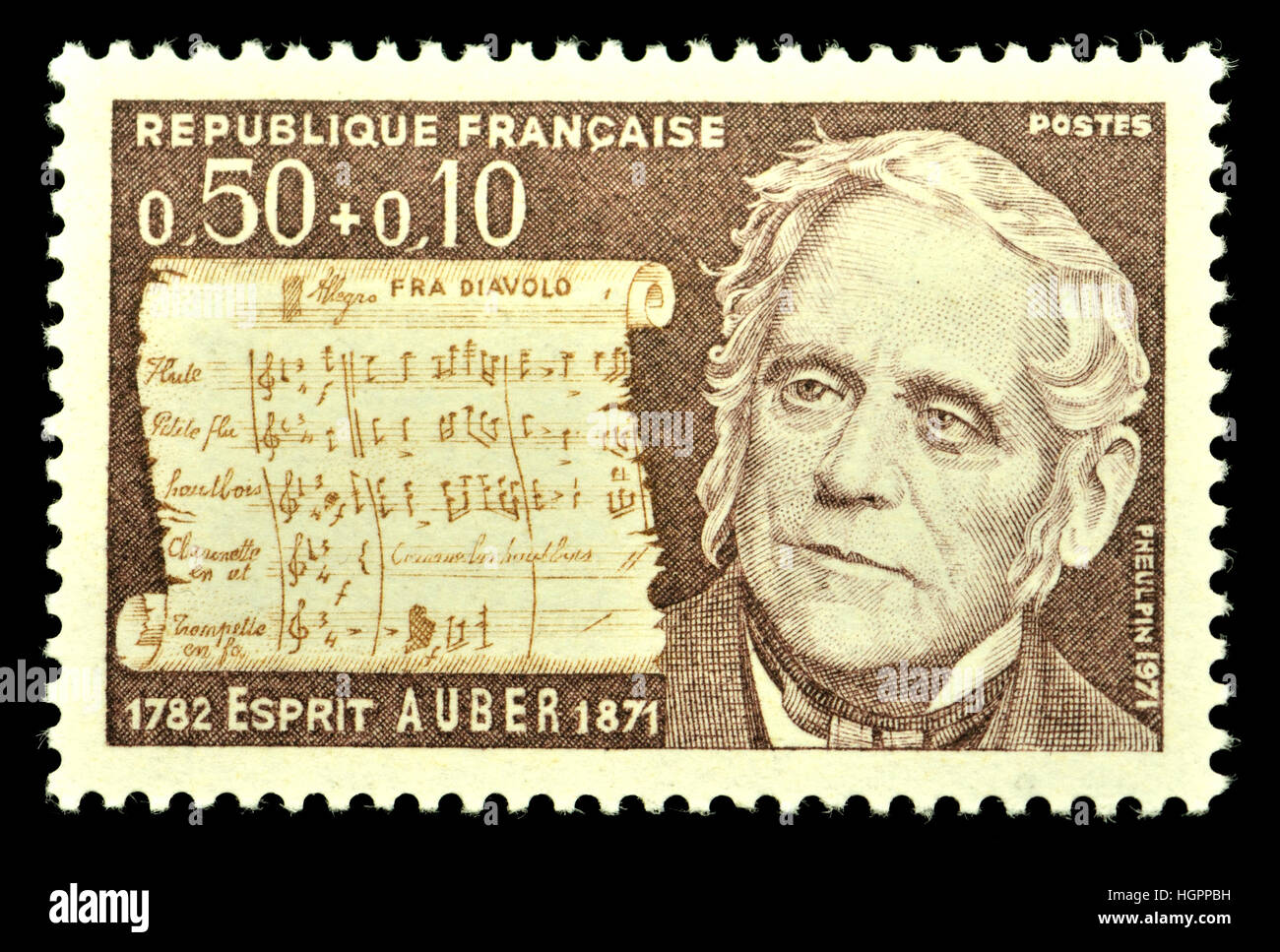 Il francese francobollo (1971) : Daniel François Esprit Auber (1782-1871) francese compositore di opere /fumetto opere Foto Stock