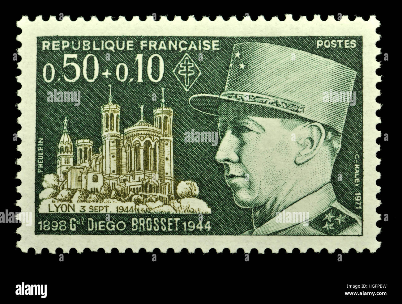 Il francese francobollo (1971) : Generale Diego Brosset (1898-1944) francese generale Foto Stock