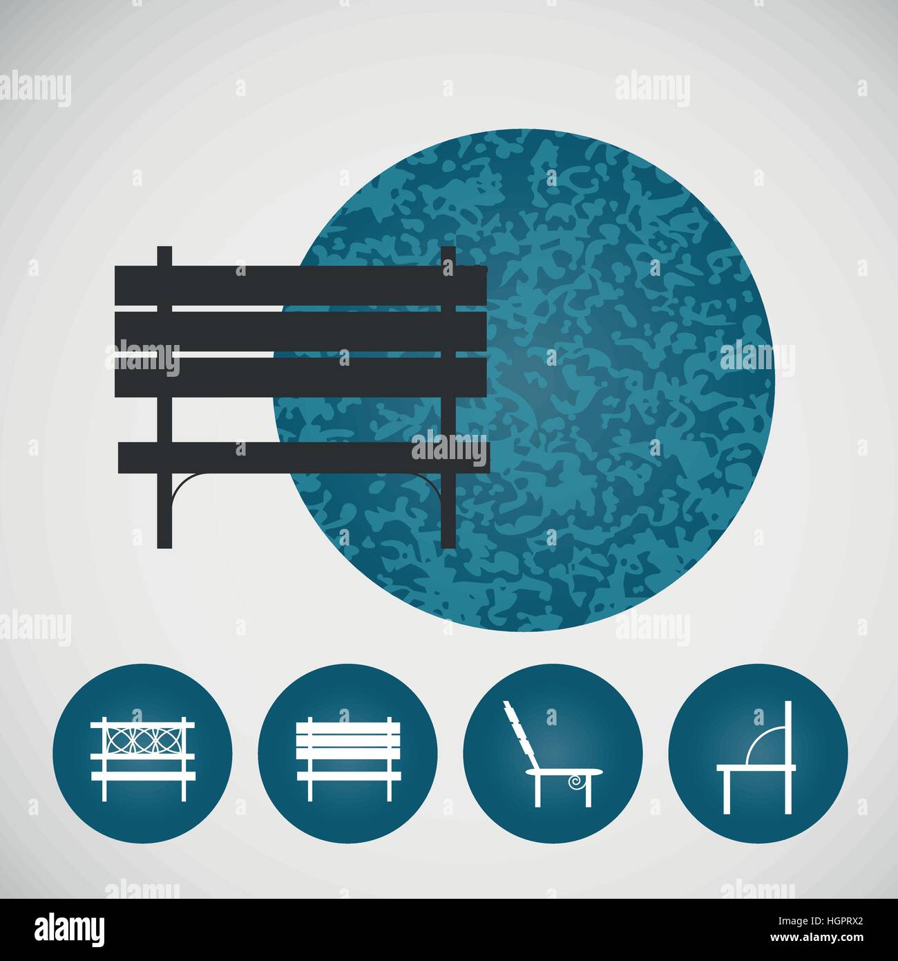 Impostare vintage street panca su sfondi colorati Illustrazione Vettoriale