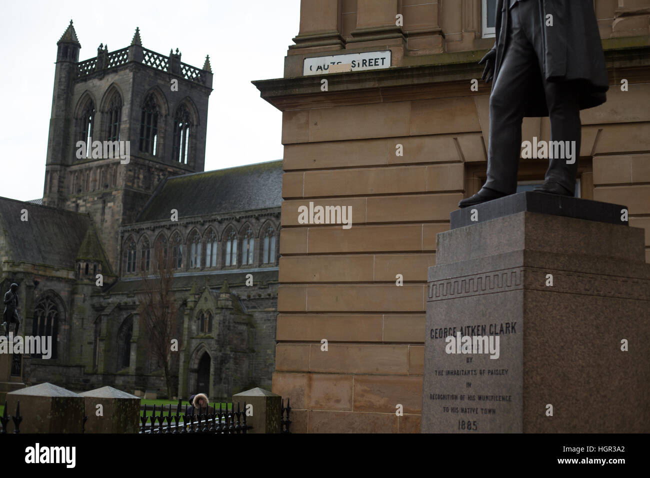 Paisley Town Center e la High Street, come la città si prepara per una città di cultura 2021 offerta, in Paisley, Scozia Foto Stock