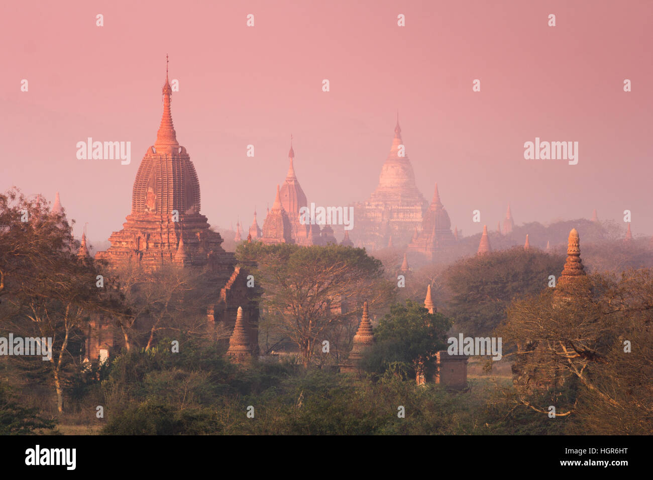 I templi di Bagan, terra della Pagoda, Myanmar Foto Stock