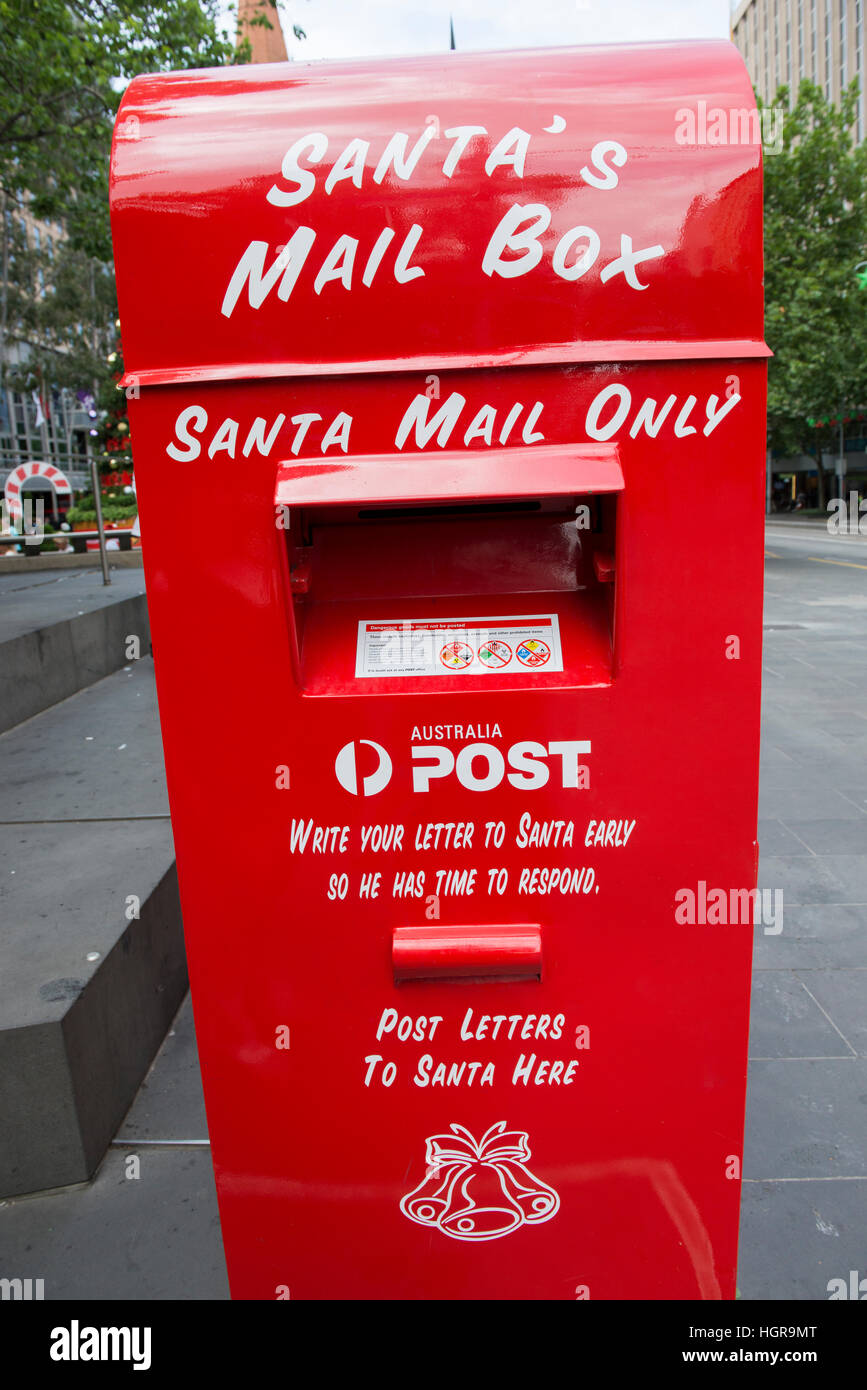 Santa della casella di posta nel CBD di Melbourne, Victoria Australia Foto Stock