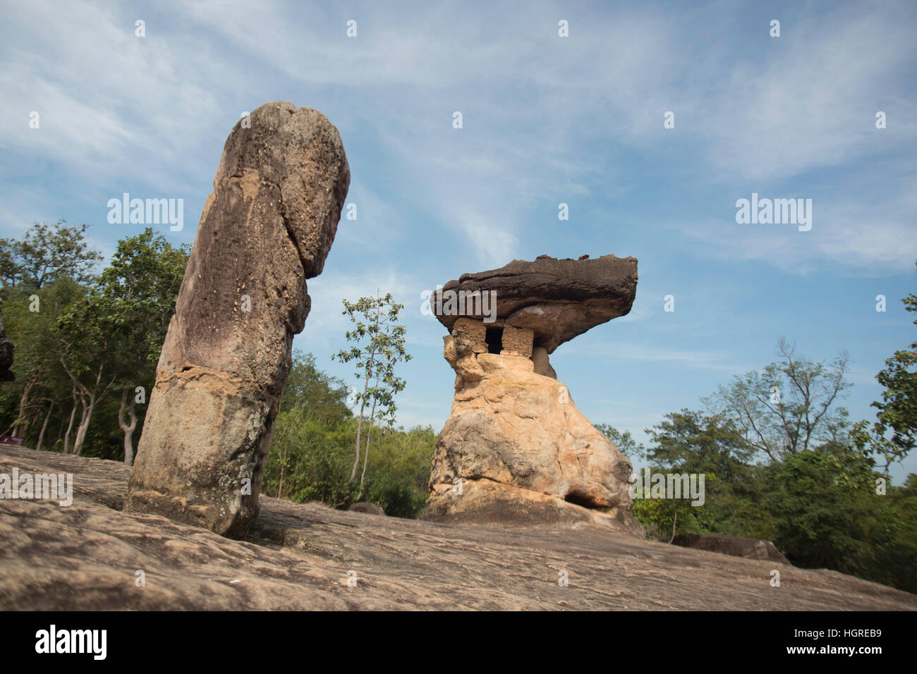 La Grotta preistorica e parco di pietra di Phu Phra Bat parco nazionale situato nei pressi della città di Udon Thani in Isan nel nordest della Thailandia. Foto Stock