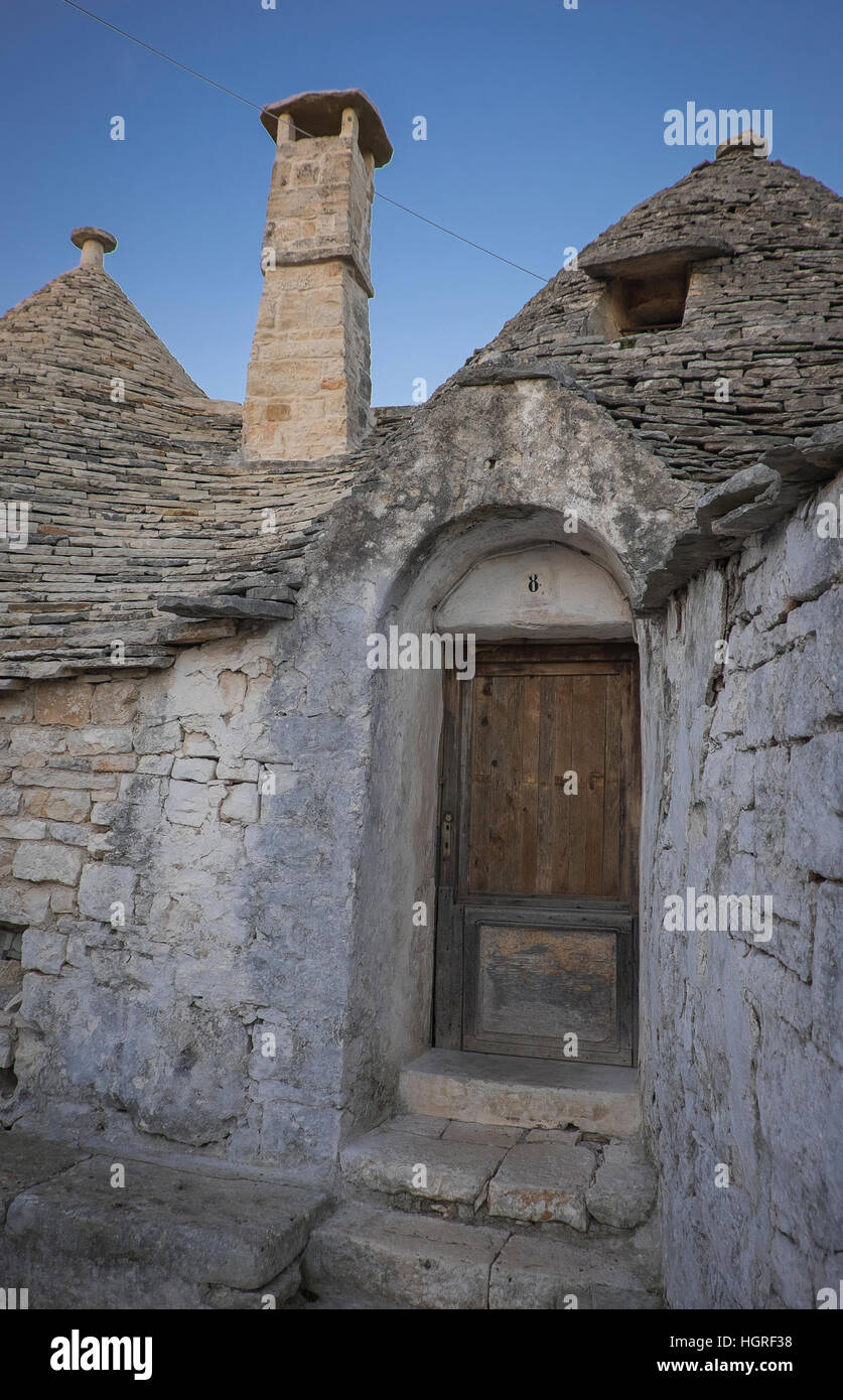 I Trulli di Alberobello è stato designato come un sito Patrimonio Mondiale dell'UNESCO dal 1996. Foto Stock