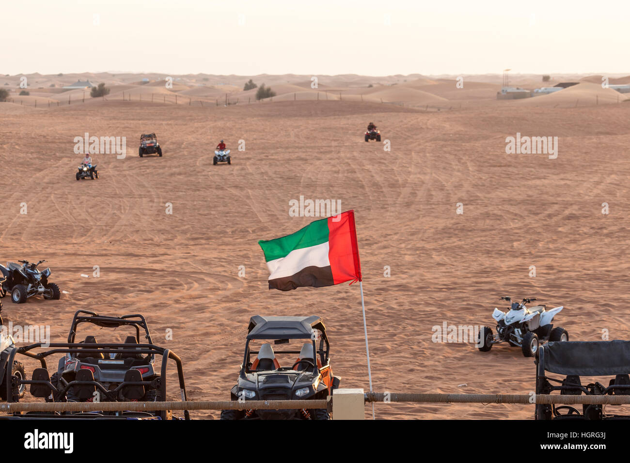 Quad bike station nel deserto vicino a Dubai Foto Stock