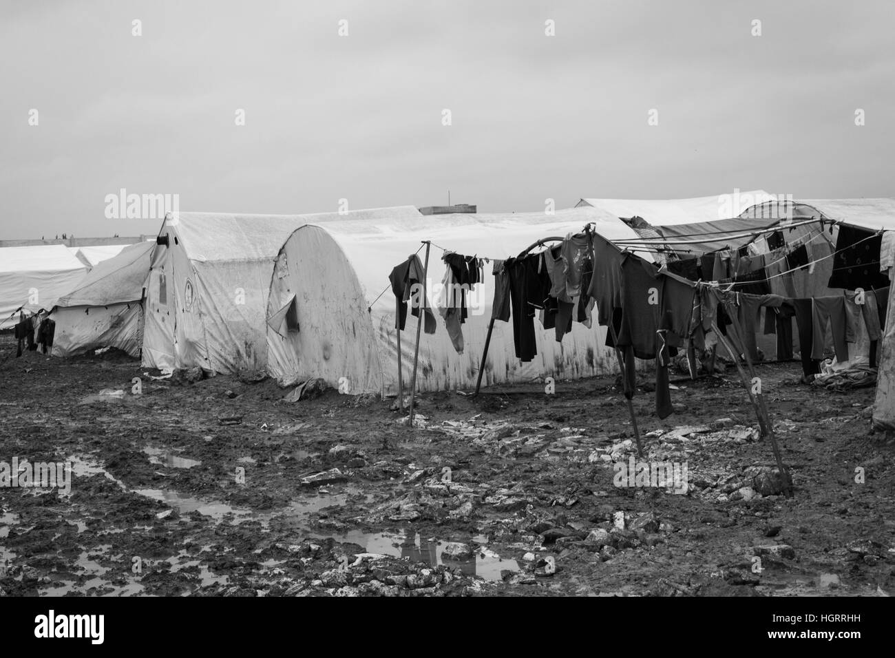 Azaz, Siria - 29 gennaio 2014. Siro Refugee Camp vicino al villaggio di Azaz 60 chilometri da Aleppo in Siria vicino al confine con la Turchia in Kilis. Foto Stock