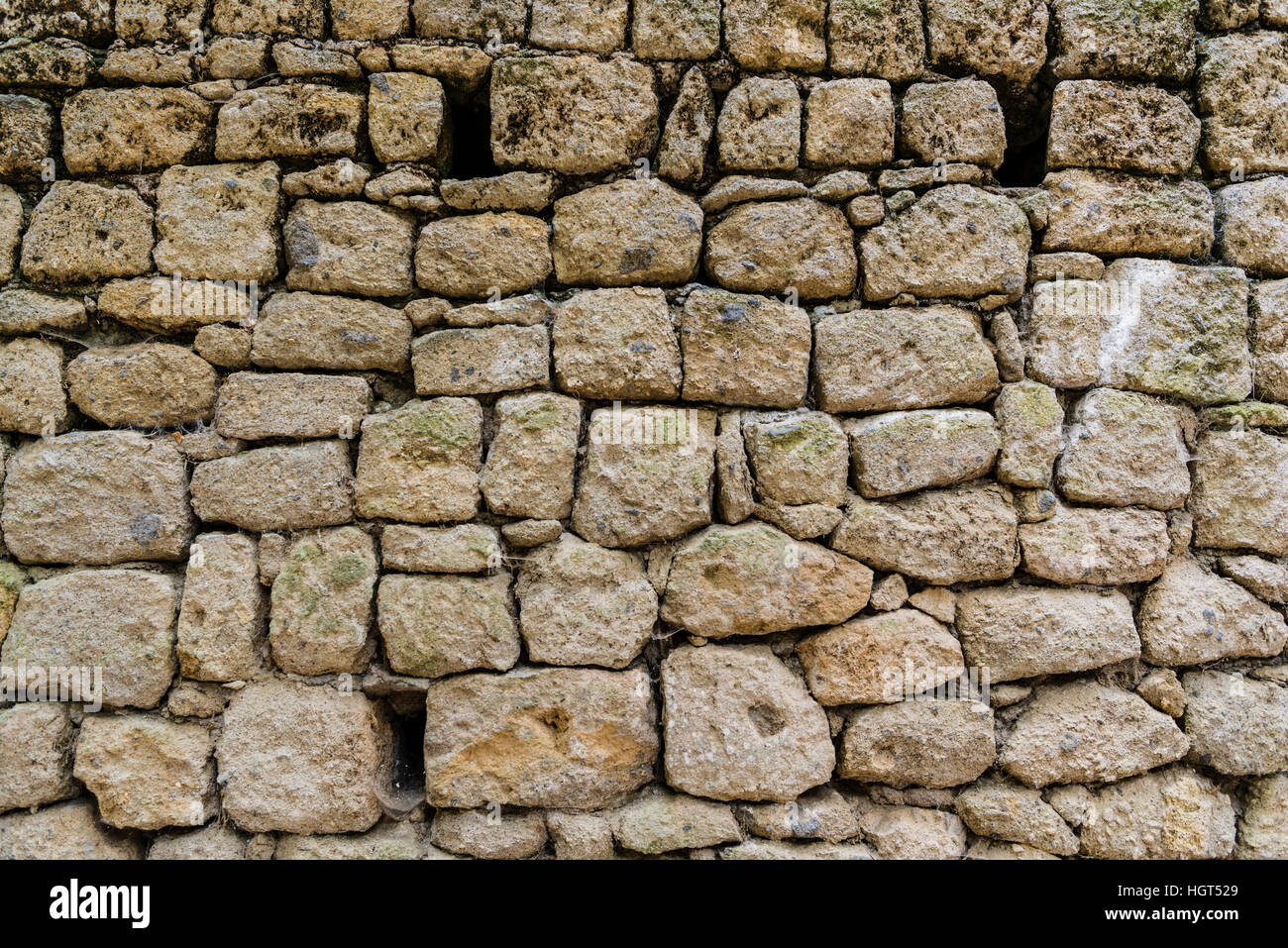 Il vecchio muro di pietra, parco dei mostri, Bormazo, Viterbo, Italia Foto Stock