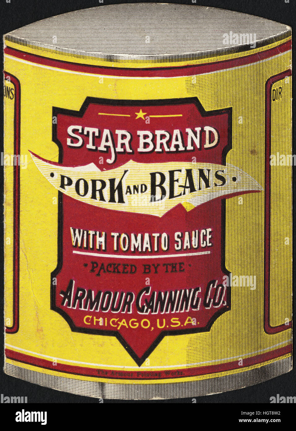 La corazza Canning Co. La carne di maiale e i fagioli con la salsa di pomodoro. Chicago, U. S. A. [Anteriore] - Il commercio di generi alimentari Card Foto Stock