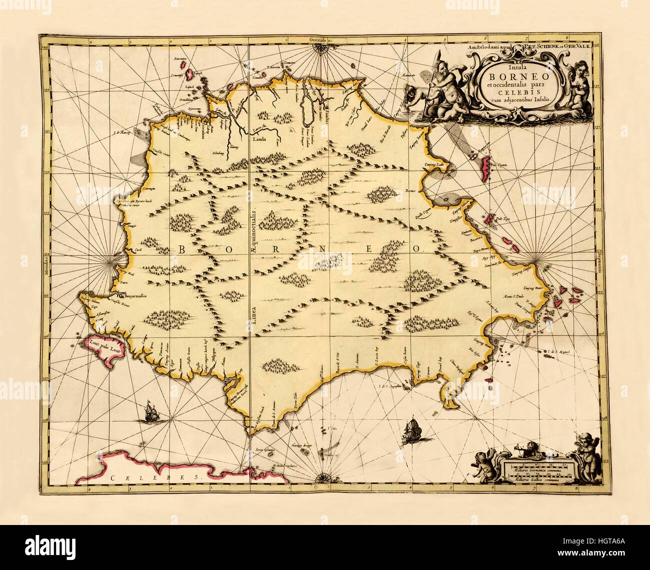 Mappa di Borneo 1650 Foto Stock