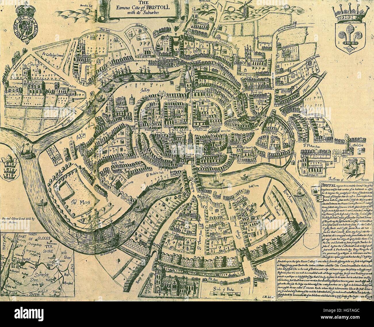 Set 6 Sottobicchieri Mappa Di Bristol: Regalo Ideale Con Quartieri Clifton, Cotham, Southville