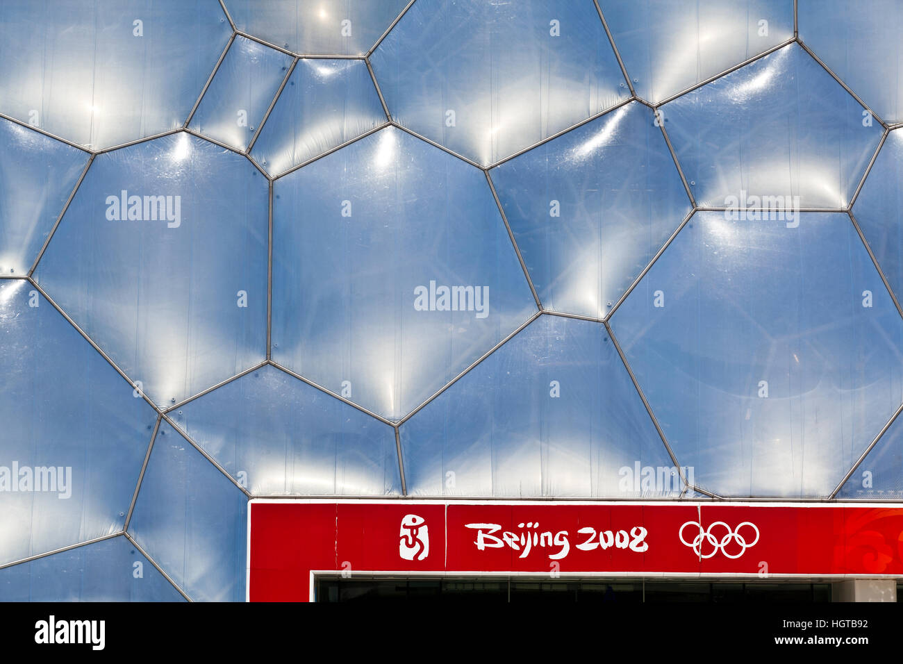 Pelle unica del centro acquatico, il Water Cube, utilizzato in Pechino 2008 Giochi olimpici estivi, Cina Foto Stock