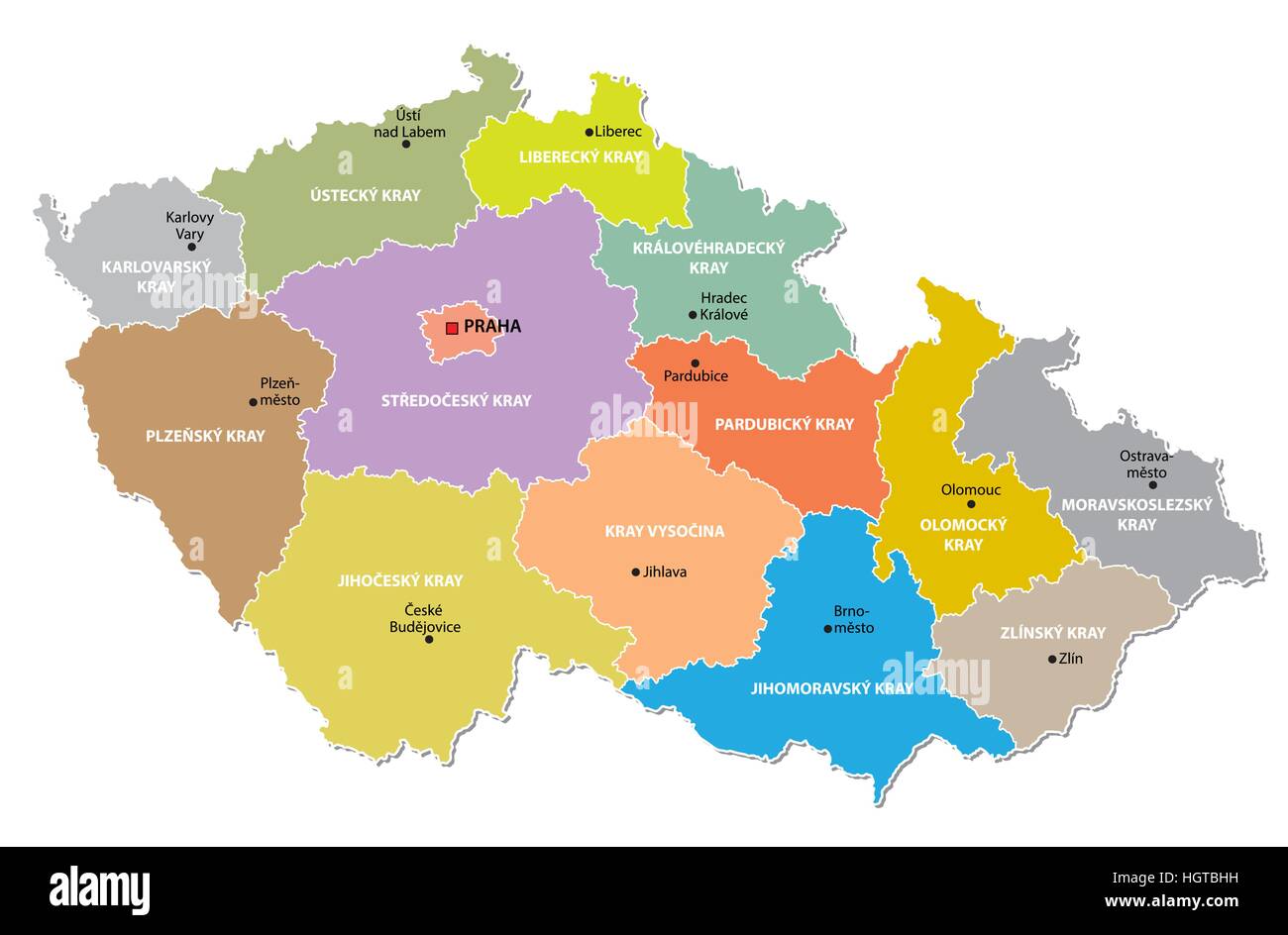 Repubblica ceca politica e amministrativa di mappa ...