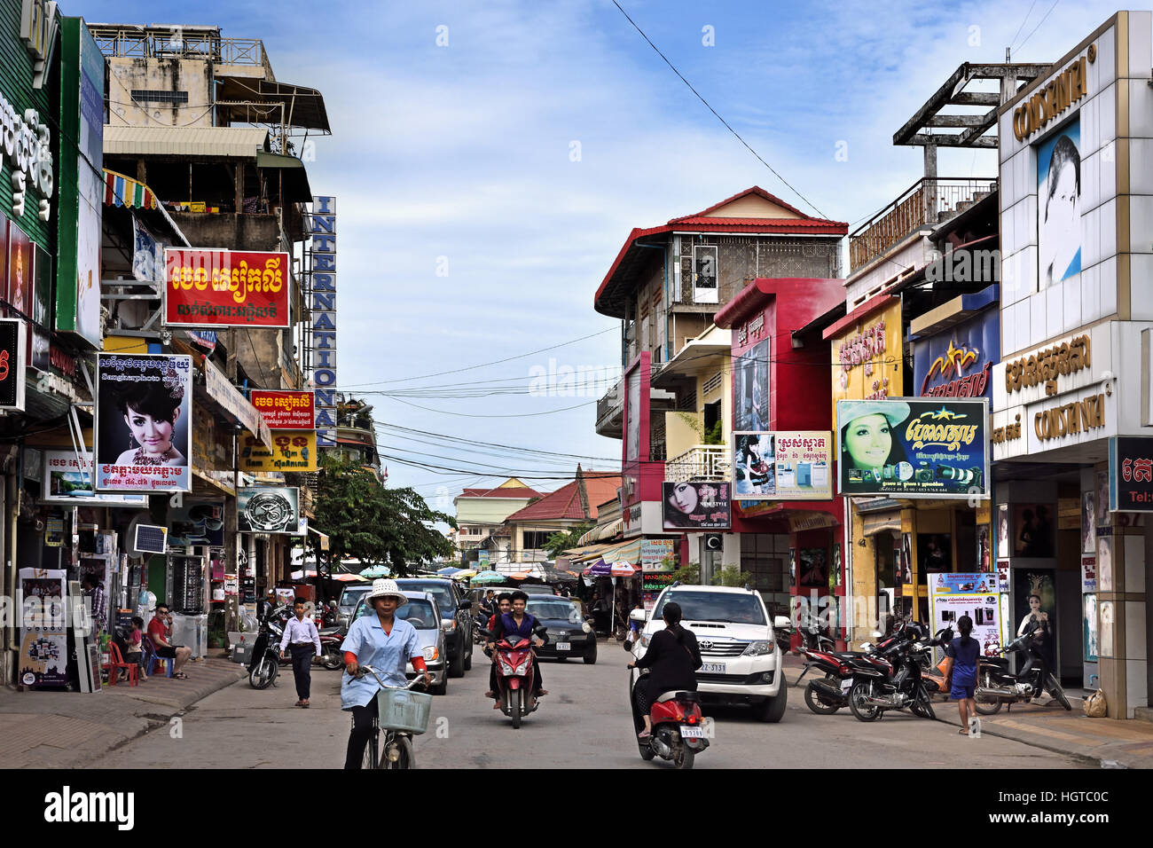 Battambang City Centre situato sulla Sangkhae - Fiume Sangker Cambogia. (Cambogia la seconda più grande città capitale di Battambang) Foto Stock