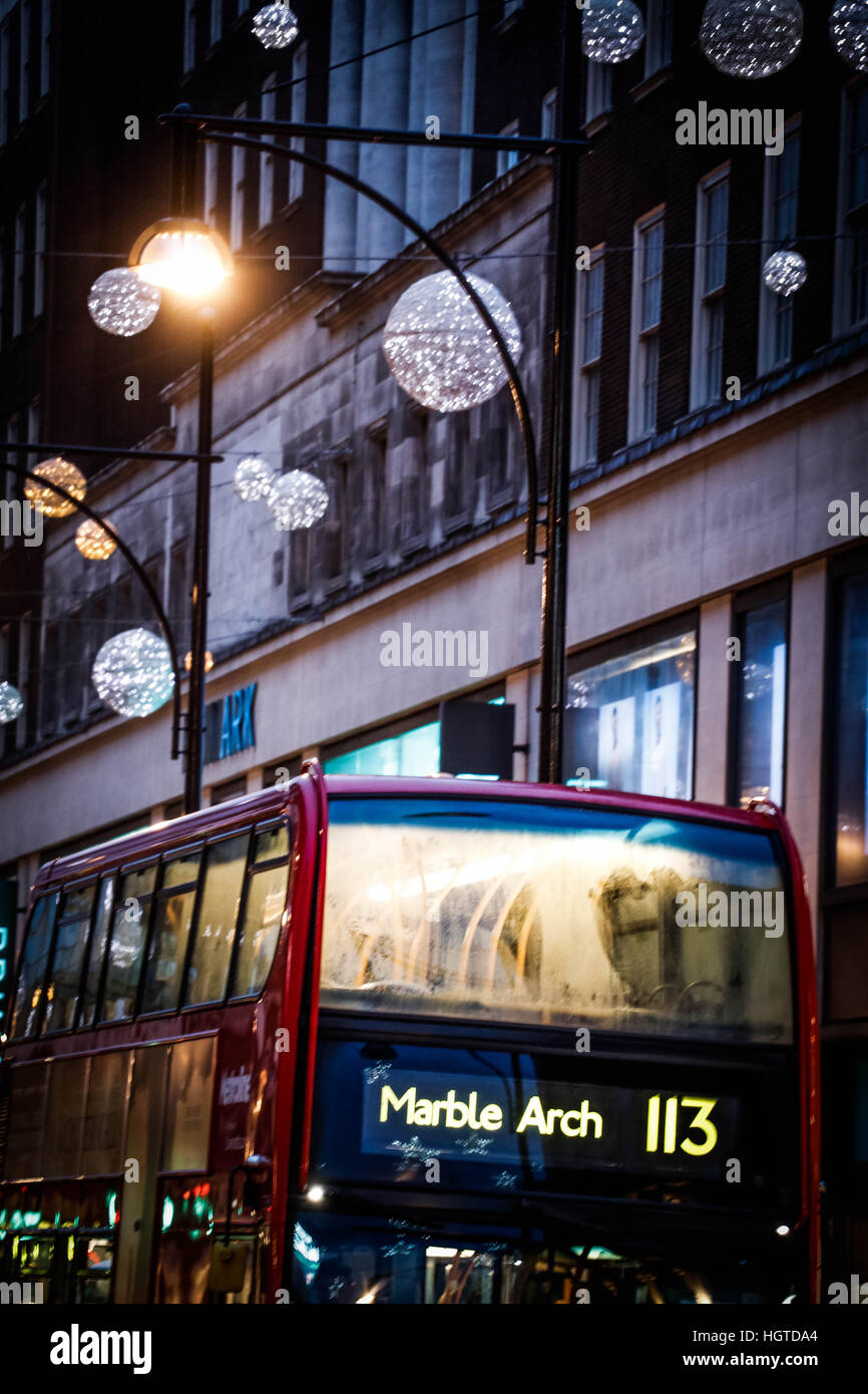 London Bus Marble Arch, Oxford Street Foto Stock