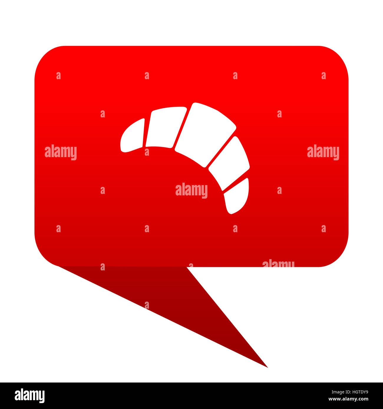 Croissant bolla icona rossa Foto Stock