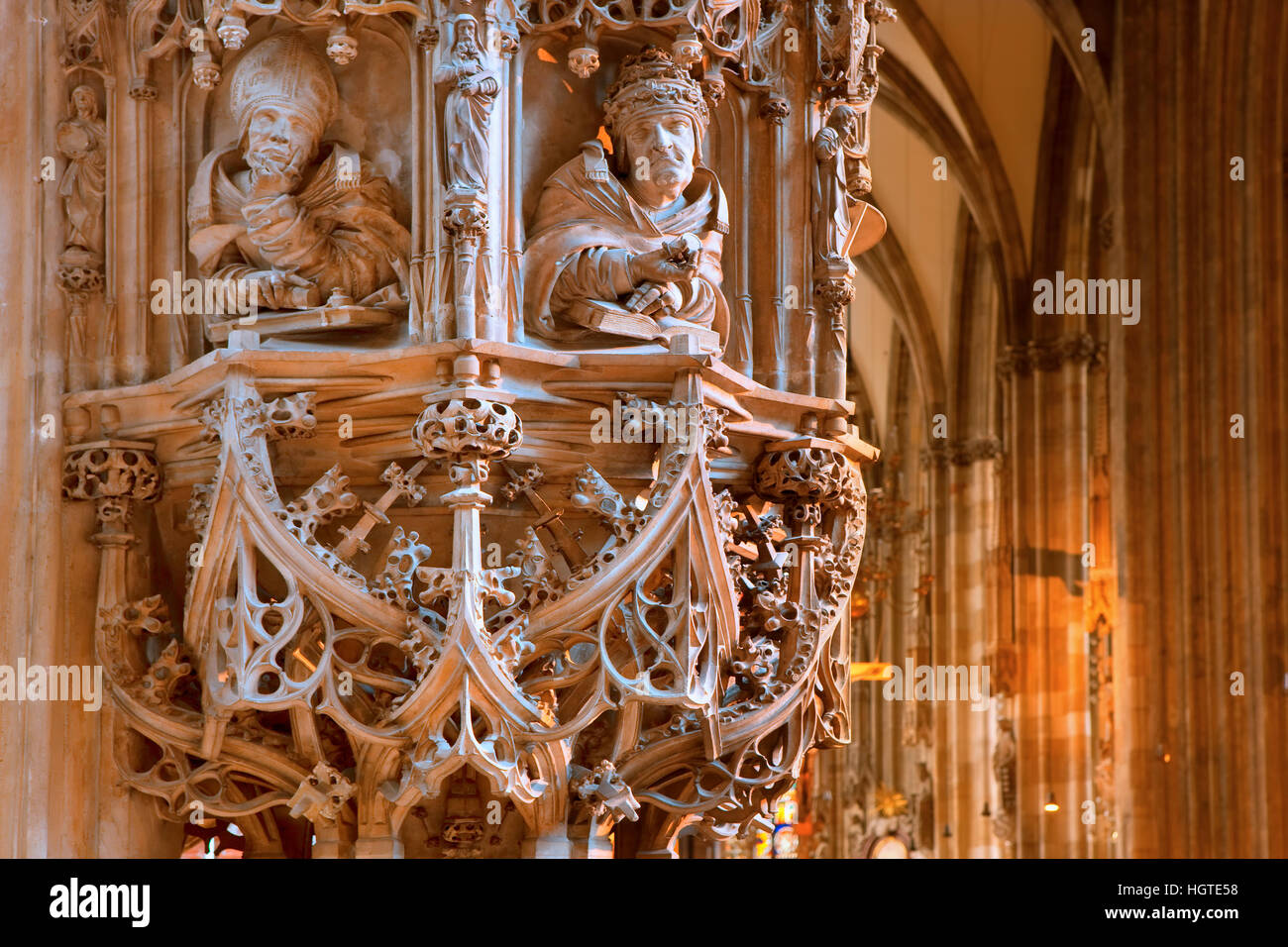 Pilgrams pulpito in St. Stephans chiesa, Vienna Foto Stock
