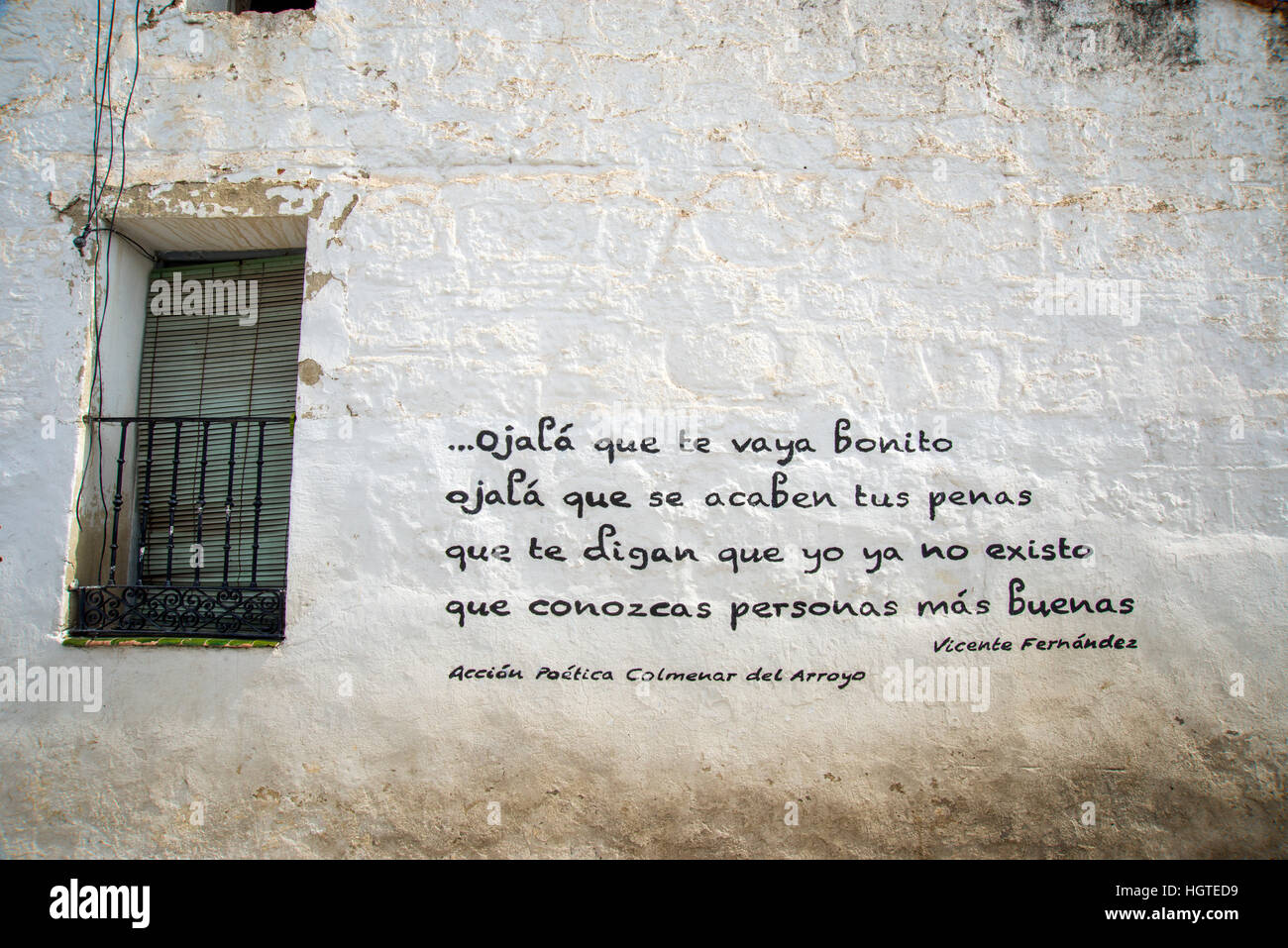 Poesia scritta su una parete. Comenar del Arroyo, provincia di Madrid, Spagna. Foto Stock