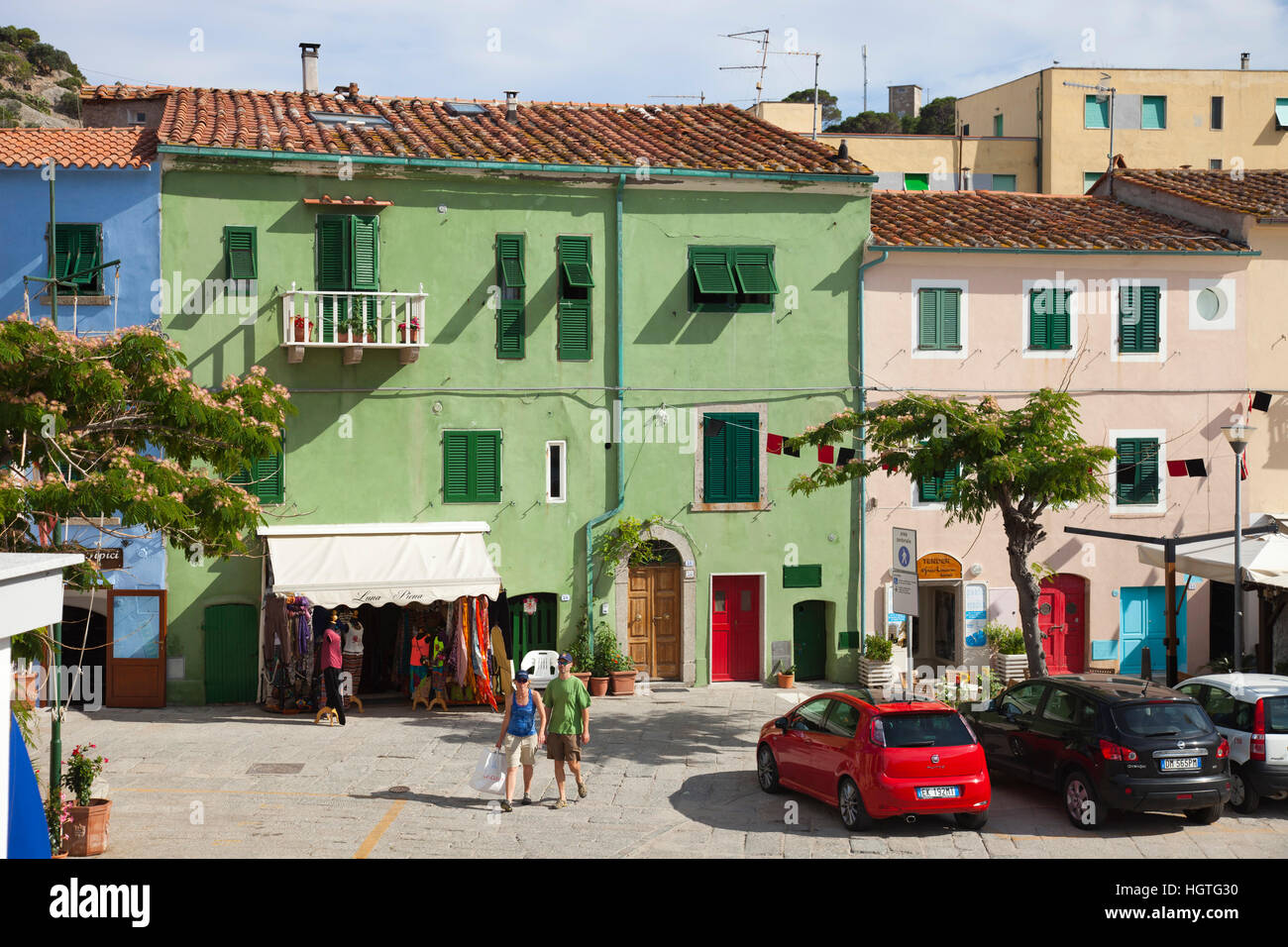 Giglio village, l'Isola del Giglio, Arcipelago Toscano, Toscana, Italia, Europa Foto Stock