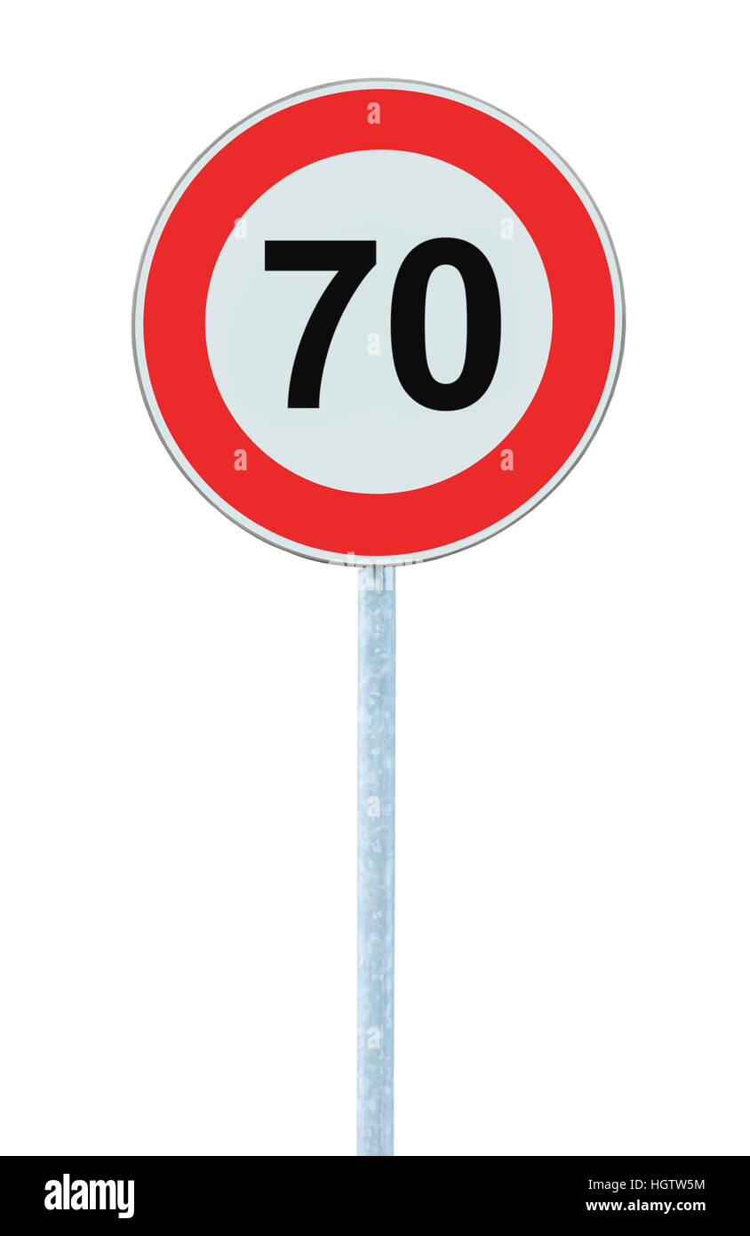 Limite di velocità avviso zona cartello stradale, isolato proibitivo 70 Km  chilometro chilometro di traffico massimo ordine di limitazione, il cerchio  rosso, dettagliate di grandi dimensioni Foto stock - Alamy