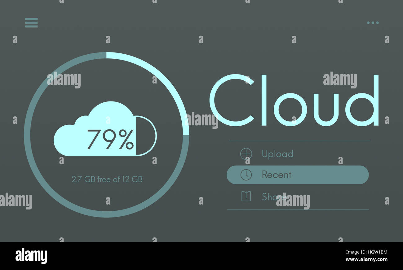 Lo storage cloud caricare il concetto di interfaccia Foto Stock