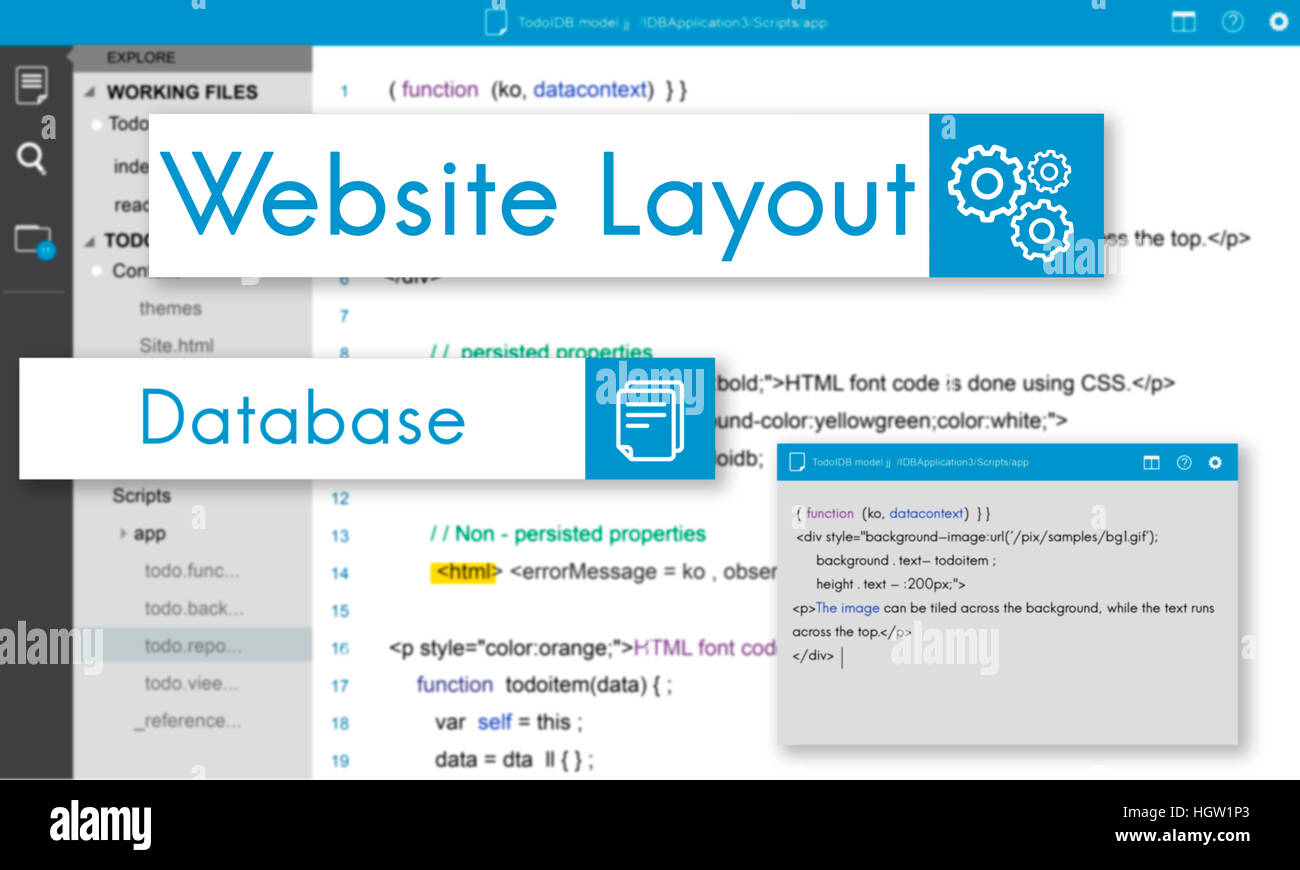 Web Design sito web Concetto di codifica Foto Stock