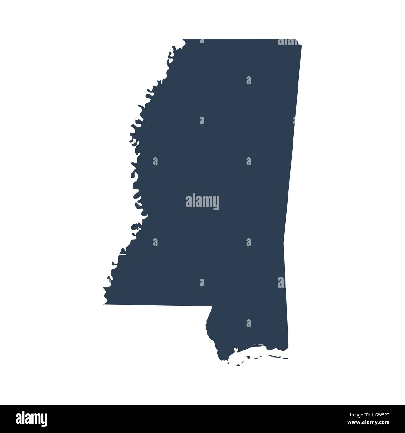Mappa di Stati Uniti stato Mississippi Illustrazione Vettoriale