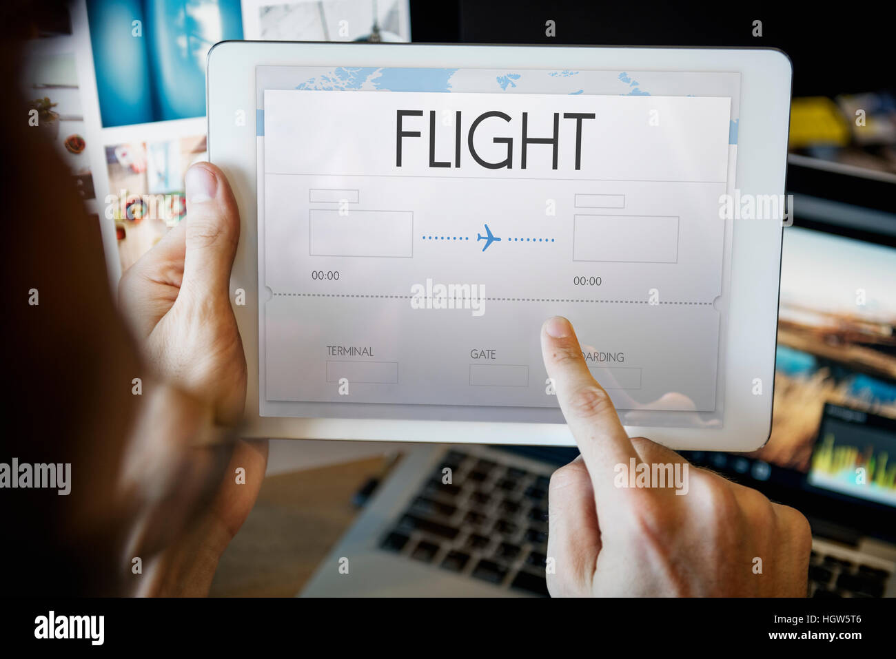 Online prenotazione di volo concetto di interfaccia Foto Stock
