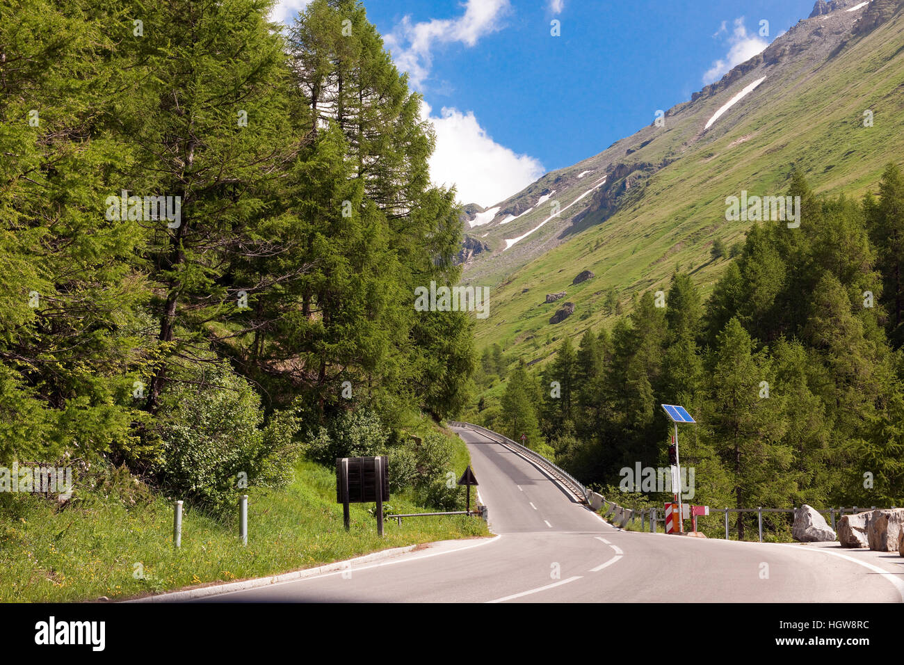 Grossglockner Strada alpina, parte meridionale fino al passo, Grossglockner, Kaernten, ?Osttirol, Austria, Europa Foto Stock