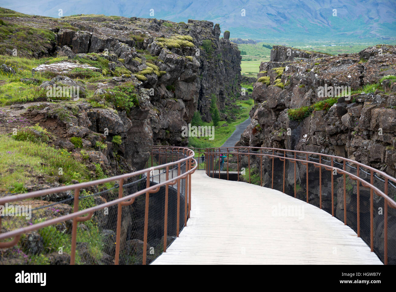 Almannagja gorge, Thingvellir National Park, Islanda Foto Stock