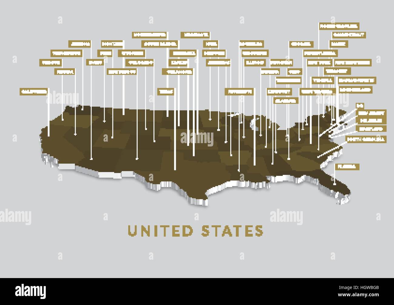 3D USA mappa di stato Illustrazione Vettoriale