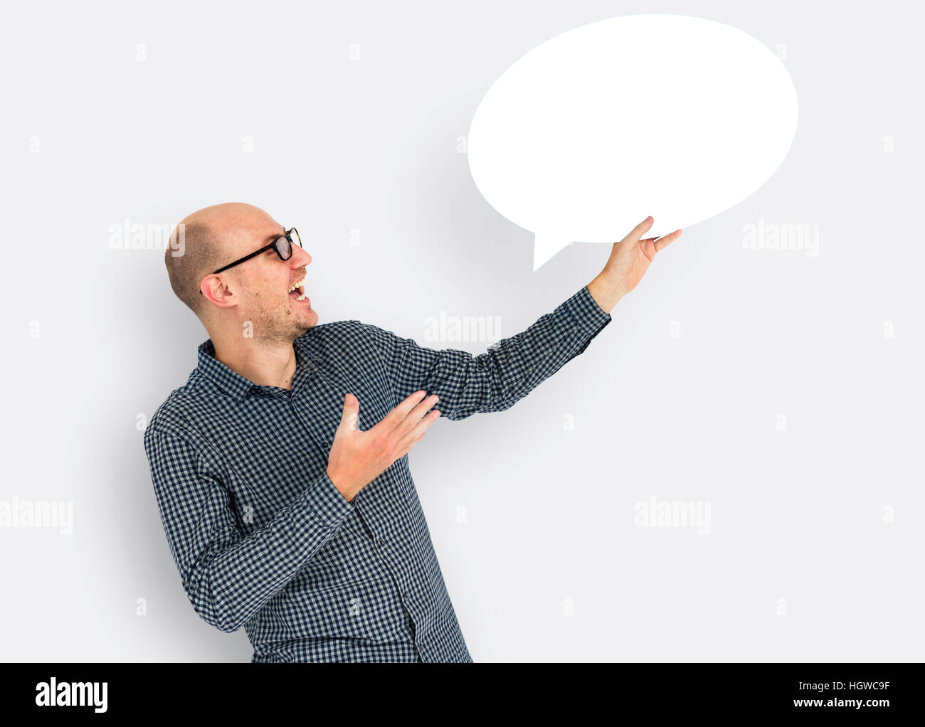 Caucasian discorso bolla concetto di comunicazione Foto Stock