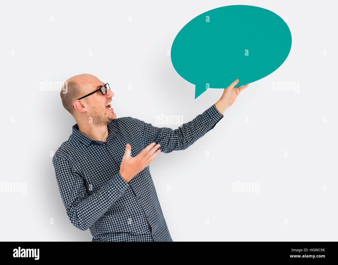 Caucasian discorso bolla concetto di comunicazione Foto Stock