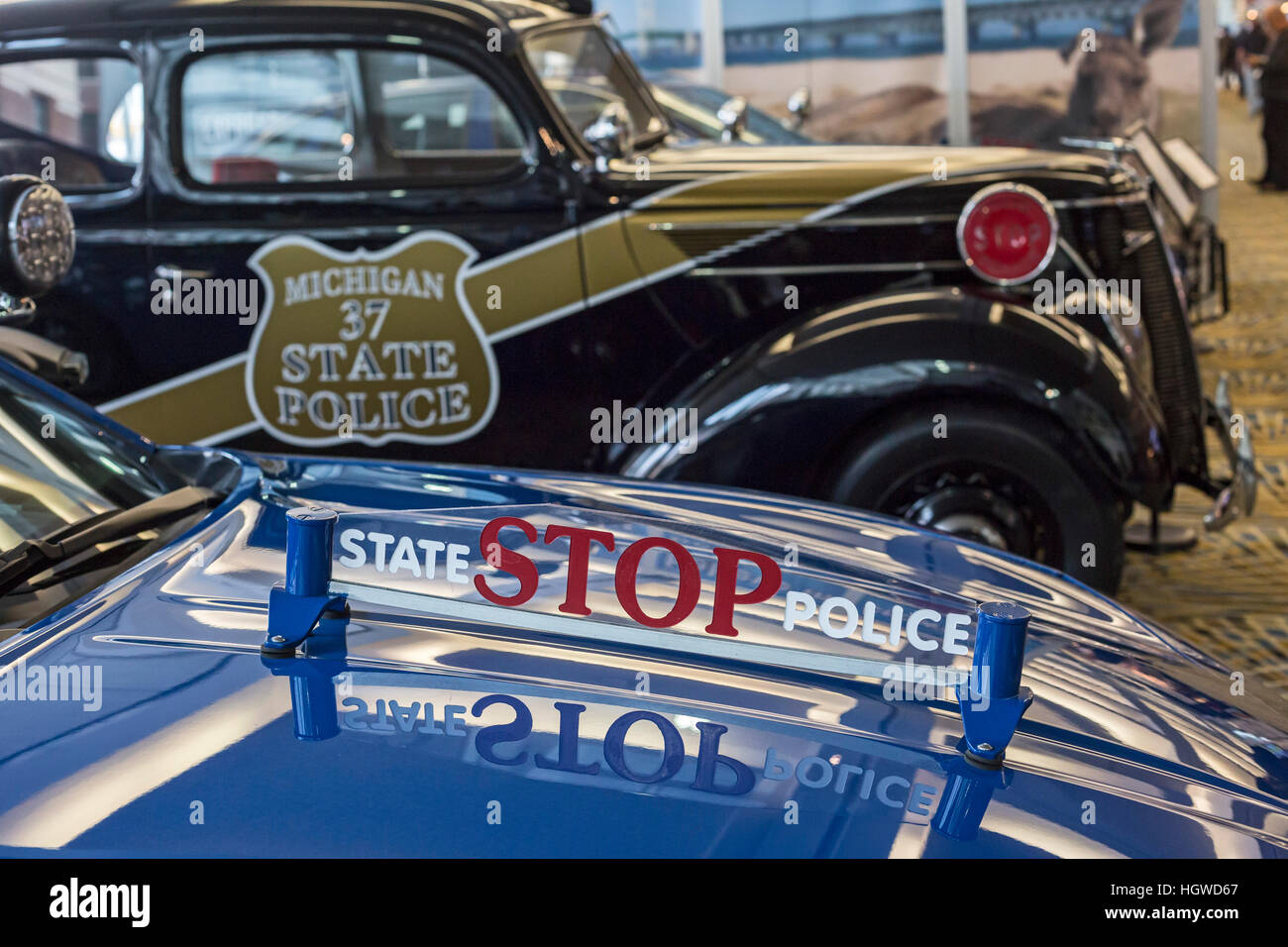 Detroit, Michigan - Michigan State auto della polizia sul display al North American International Auto Show. Foto Stock